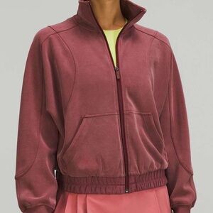 Lululemon Brushed Softstreme Funnel-Neck Zip Up in Red Merlot